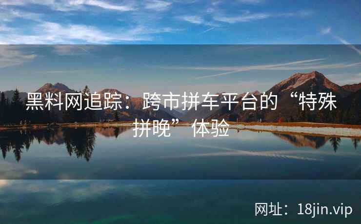 黑料网追踪：跨市拼车平台的“特殊拼晚”体验