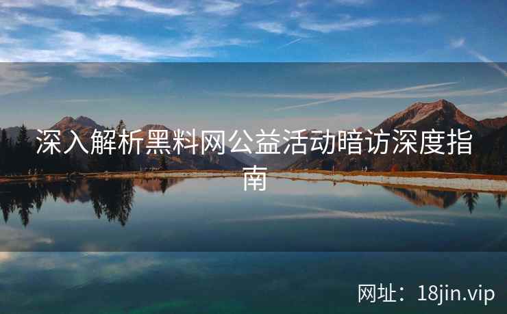 深入解析黑料网公益活动暗访深度指南
